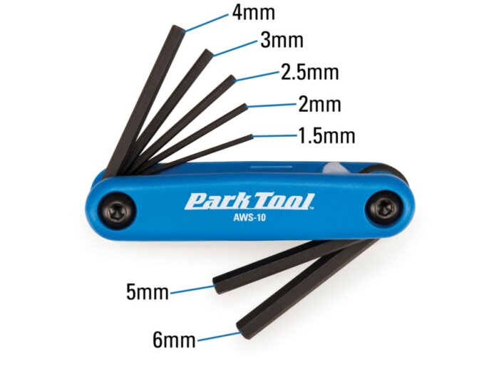 Park Tool AWS-10 Fold-up Hex Wrench Set:  1.5mm to 6mm