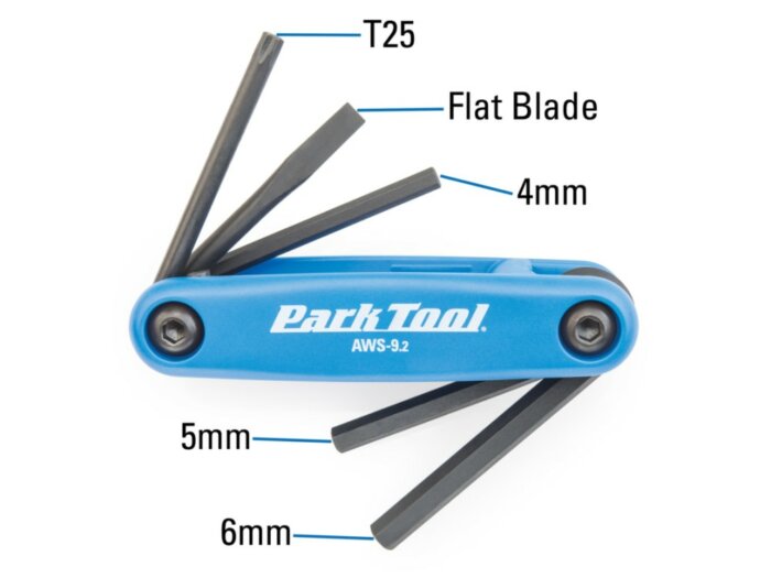 Park Tool AWS-9.2 Fold-up Hex Wrench and Screwdriver Set:  T25 Torx®, 4mm, 5mm, 6mm