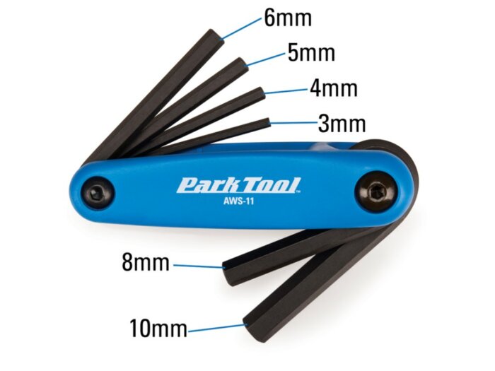 Park Tool AWS-11 Fold-up Hex Wrench Set:  3mm to 6mm, 8mm, 10mm
