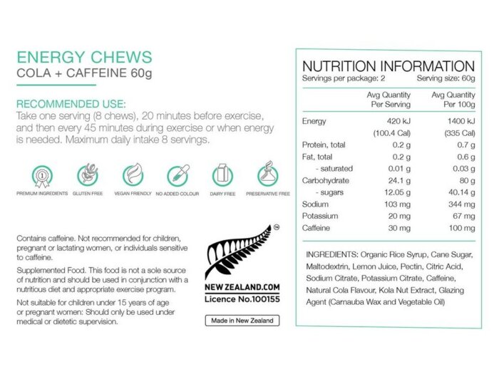 Pure 60g Energy Chews (Box of 14)