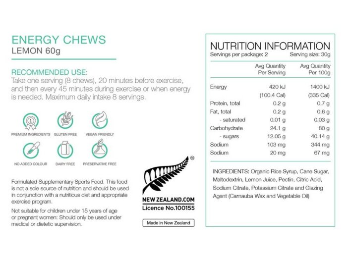 Pure 60g Energy Chews (Box of 14)