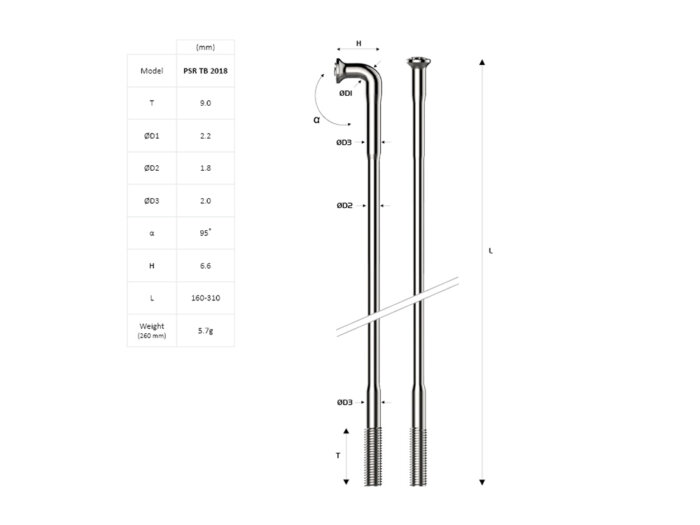 Pillar Spoke Pack - Triple Butted J-Bend Black x 18
