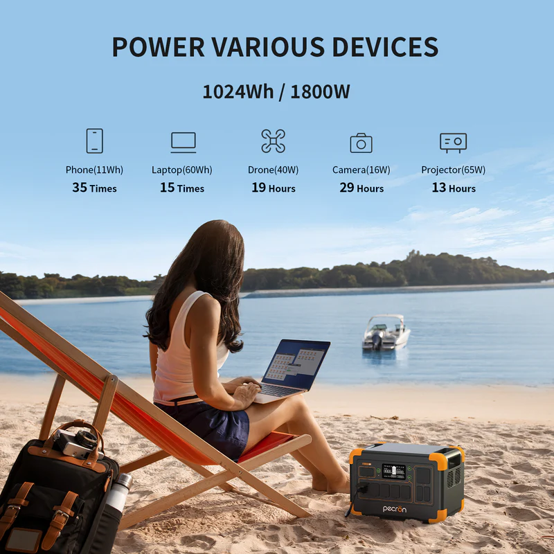 PECRON E1000LFP Portable Power Station 1800W 1024Wh 8 PECRON E1000LFP Portable Power Station 1800W 1024Wh - Image 8